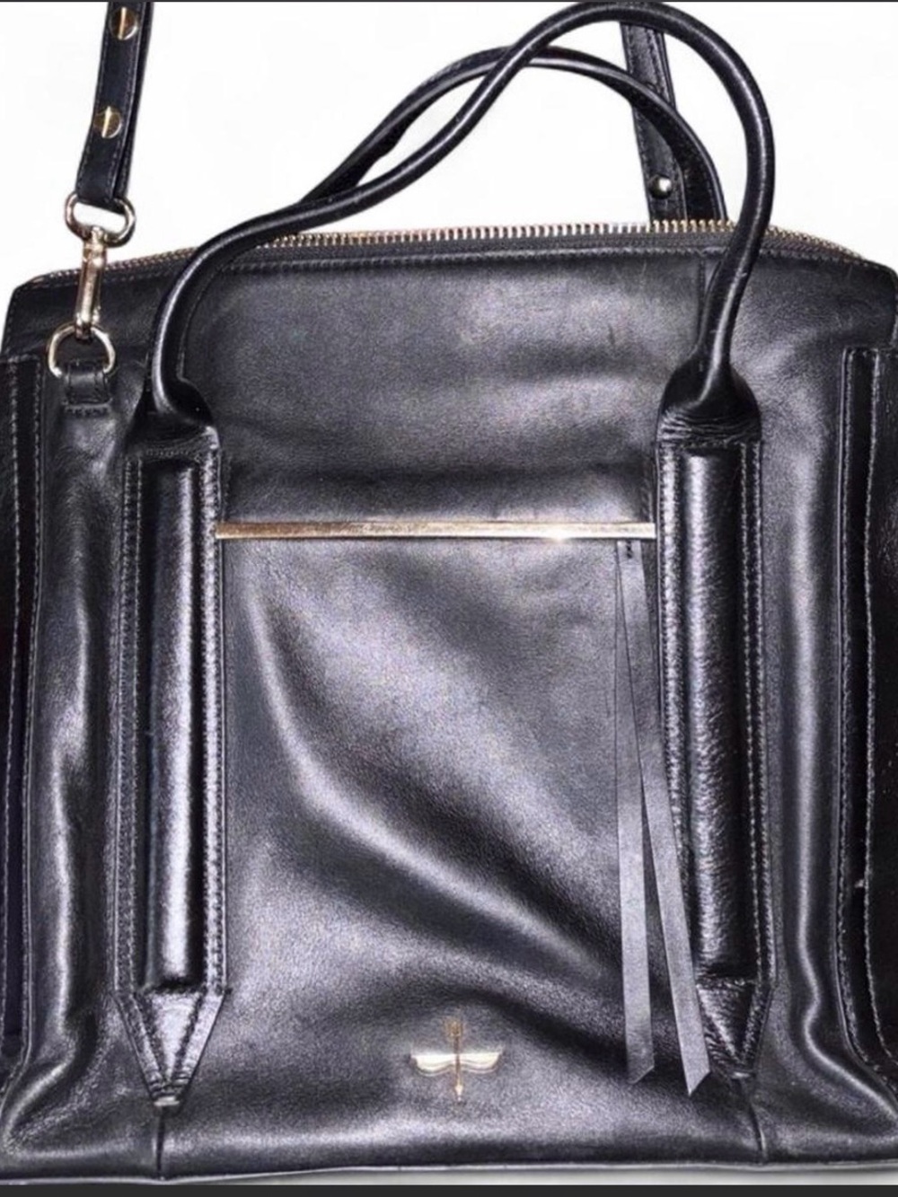 POUR  la VICTOIRE Black  Leather Satchel